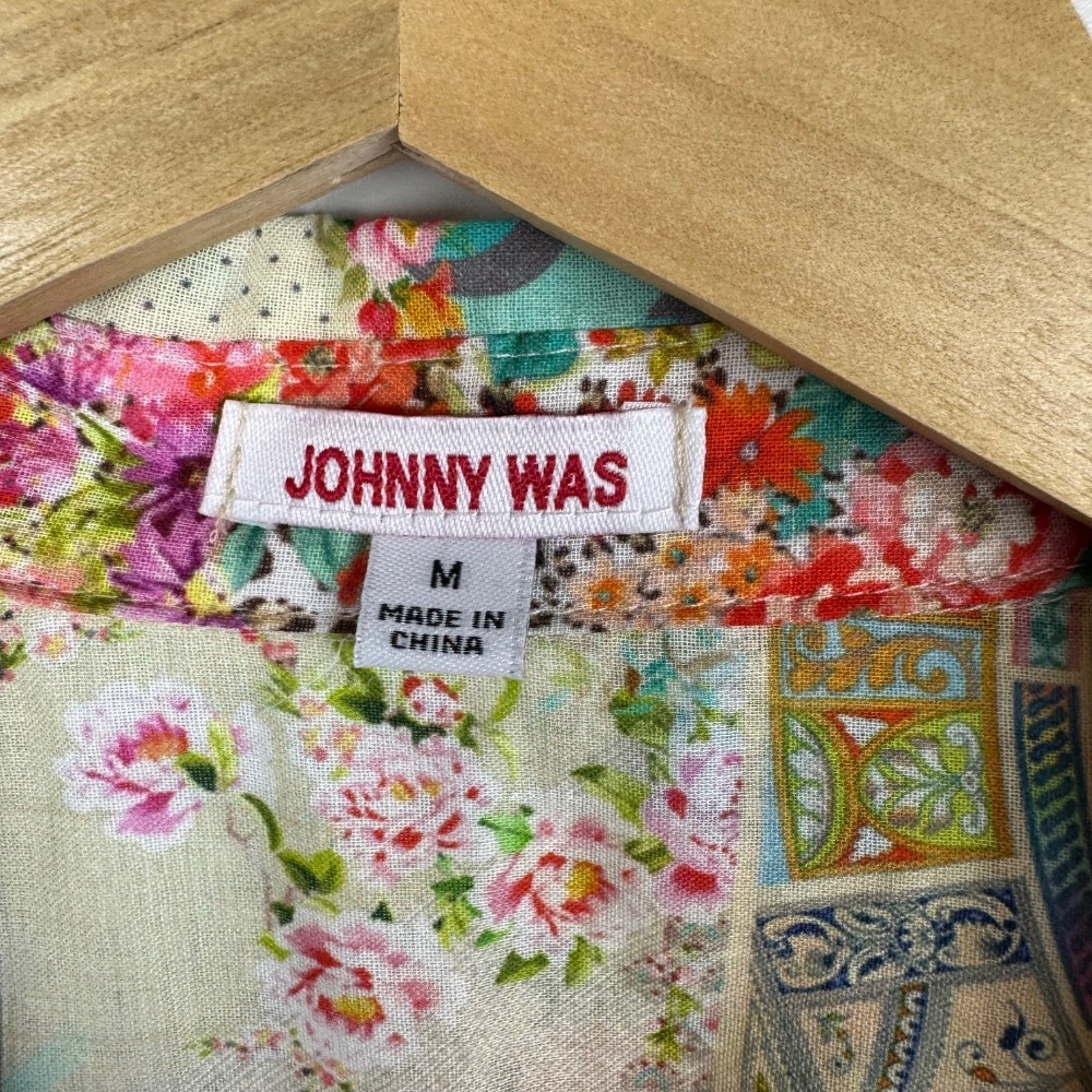 Johnny Was Colorful Patchwork Button Down Shirt - image 8
